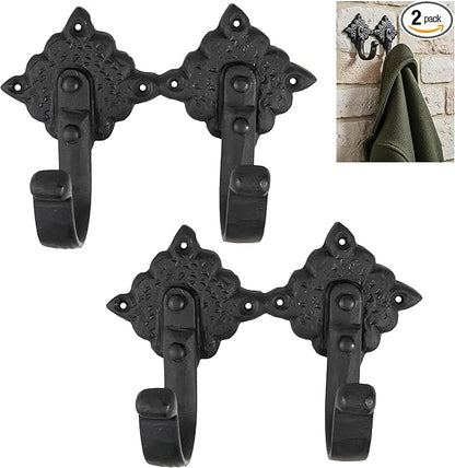 Mystic Colonial Rustic Cast Iron Wall Hooks, Heavy Duty Retro Utility Hooks by SaKeGa