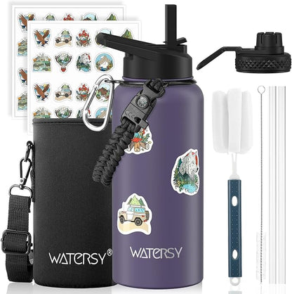32oz Insulated Water Bottle, BPA Free&Leak Proof, Stainless Steel Water Flask by Watersy