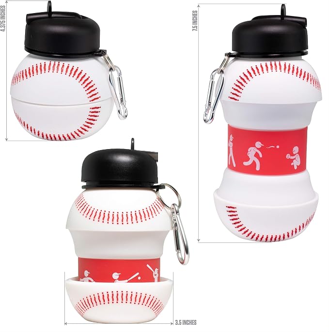 Maccabi Art Clip-On Collapsible BPA-Free Silicone Baseball Water Bottle - Image 6