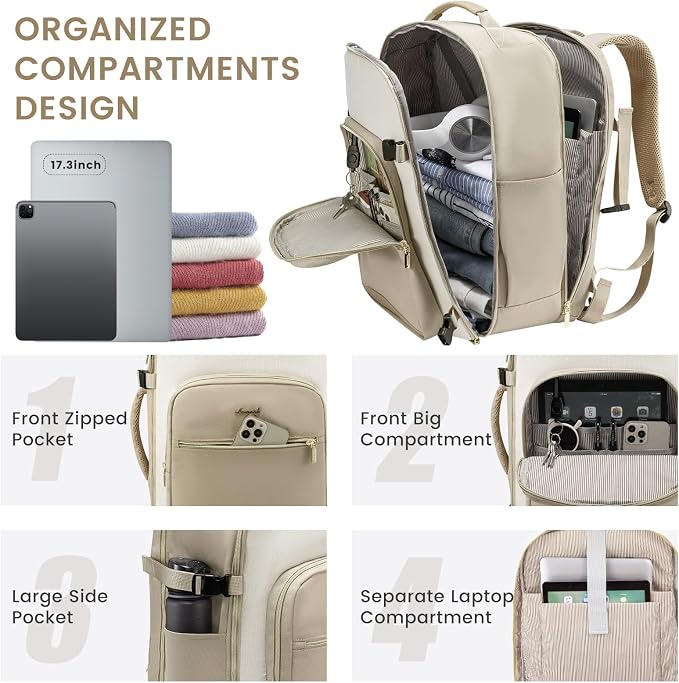 LOVEVOOK 50L Travel Backpack for Women & Men, Airline Approved Carry On Luggage - Image 5