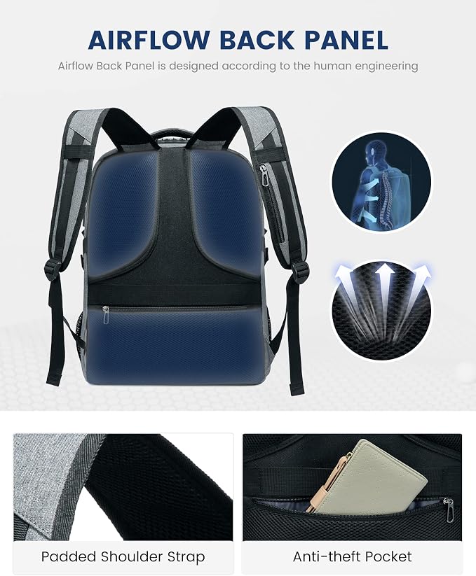 LOVEVOOK 17 inch DarkGrey Travel Laptop Backpack - Image 6