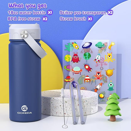 GoKEDA 18oz Kids Water Bottle, Insulated Water Bottles - Image 2