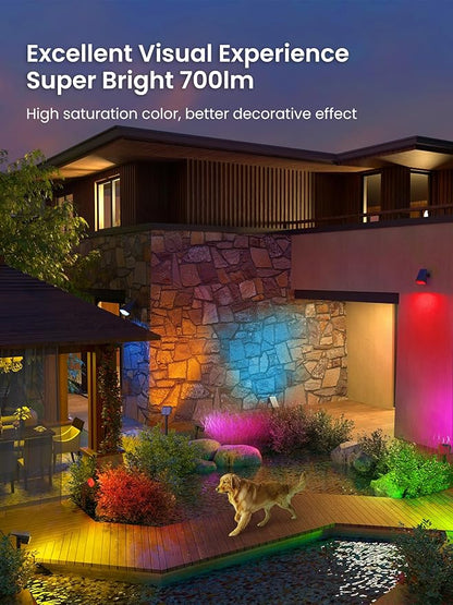AUDERWIN Solar Spot Lights Outdoor, 9 Lighting Modes RGB, Solar Lights Outdoor - Image 2