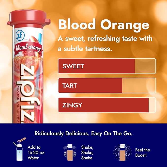 Zipfizz Daily Energy Drink Powder, Blood Orange, 20 Pack | 3-in-1 Sustained - Image 2