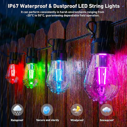 Outdoor String Lights, 200FT Smart RGB+IC Patio Lights - Image 4