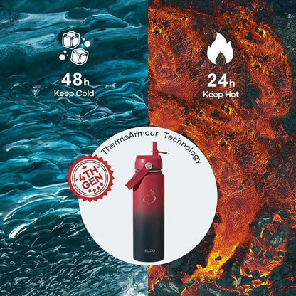 BUZIO 24 oz Insulated Water Bottle, Stainless Steel Wide Mouth Water Flask - Image 2