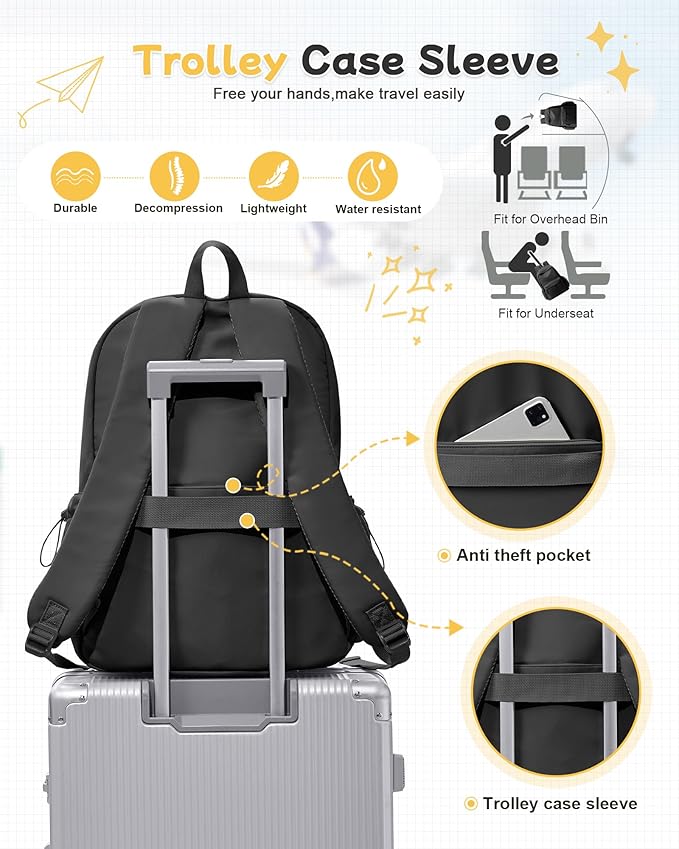 Black Backpack for Men Women Large, Gym Backpack for Women Foldable Outdoor - Image 6