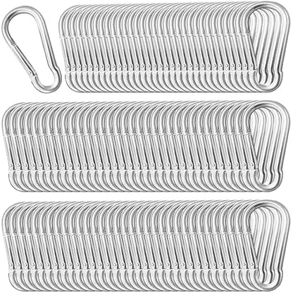 100 Pack 2" Heavy Duty Carabiner Clips, M5 Sliver Galvanized Steel Spring Snap by SEUNGCH