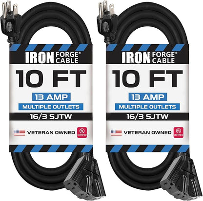 Iron Forge Cable 2 Pack 10 Ft Black Extension Cord by IronForgeCable