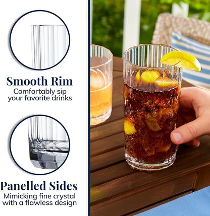 US Acrylic Faceted Clear Plastic Reusable Drinking Glasses 14oz Rocks & 18oz - Image 4