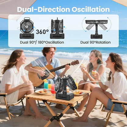 Dual Head Portable Rechargeable Fan 20000mAh Battery Powered Fan Camping - Image 5