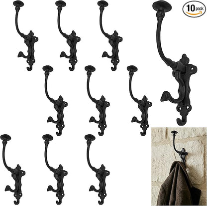 Mystic Colonial Rustic Cast Iron Wall Hooks – Heavy Duty Vintage Utility Hooks by SaKeGa