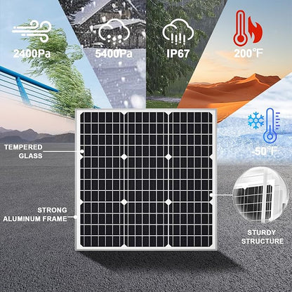 SOLPERK Solar Panel Kit 50W 12V, Waterproof Solar Battery Trickle Charger - Image 3