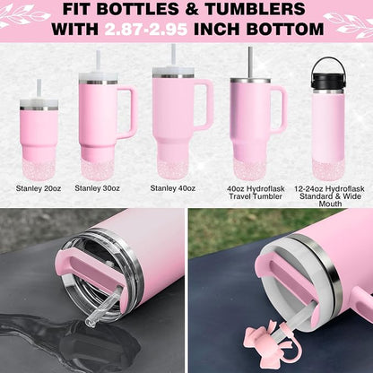 9PCS Pink for Stanley Cup Accessories Set Bling Initials Bow Charms for Stanley - Image 4
