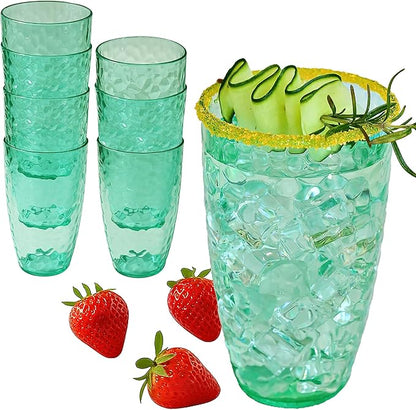 Kate Aspen Hammered Teal Plastic Drinking Glasses Set of 8, 23 oz, Acrylic by KateAspen