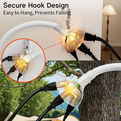 25 ft 12 Gauge Heavy Duty 3 Outlet Extension Cord Splitter - Image 5