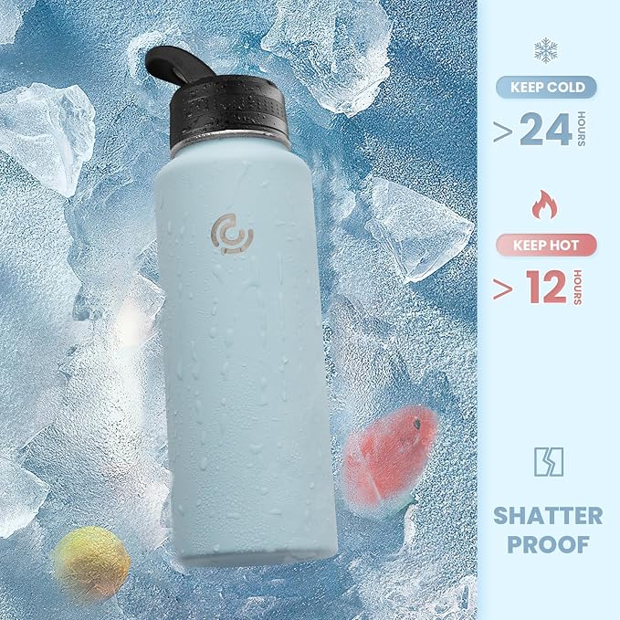 COKTIK 40oz Sports Water Bottle, Stainless Steel Water Bottle - Image 4