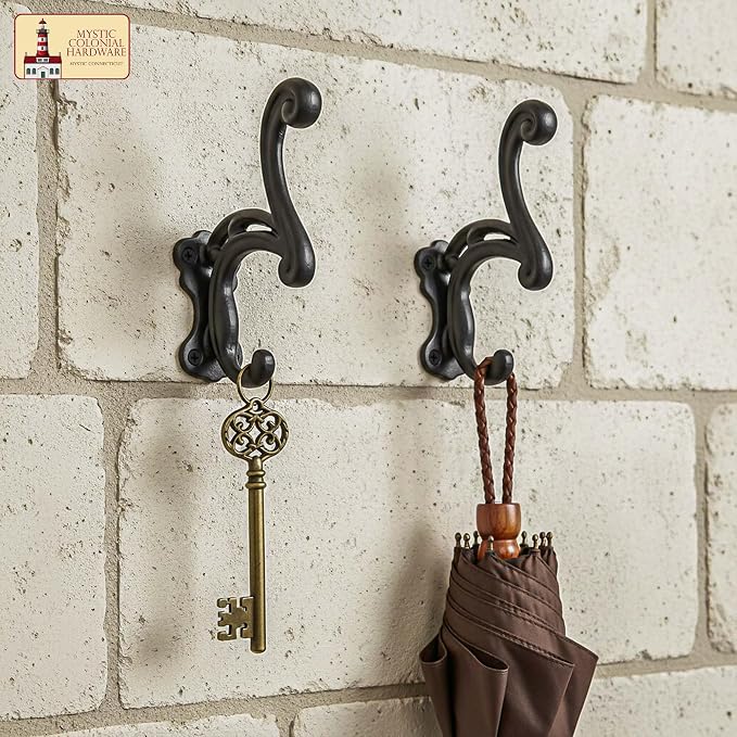 Mystic Colonial Rustic Cast Iron Wall Hooks Heavy Duty Vintage Utility Hooks - Image 7