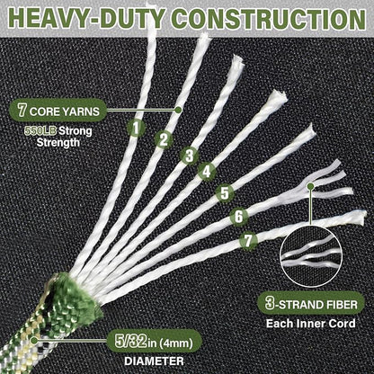Paracord Rope 550 lb - 100ft 5/32" Parachute Cord 4MM 7-Strand para Cord - - Image 3