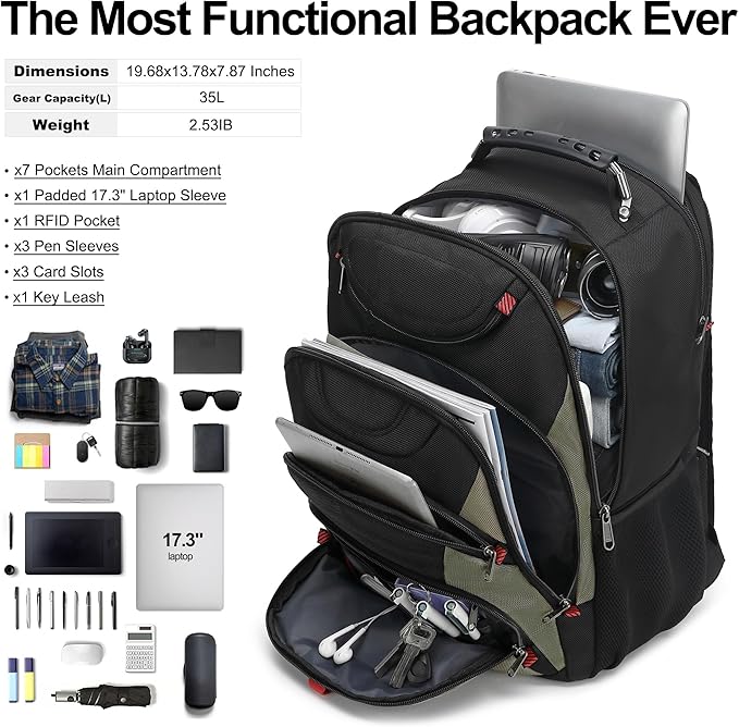 Boavan Laptop Backpack for men, 17.3 inch Laptop Bag - Image 5