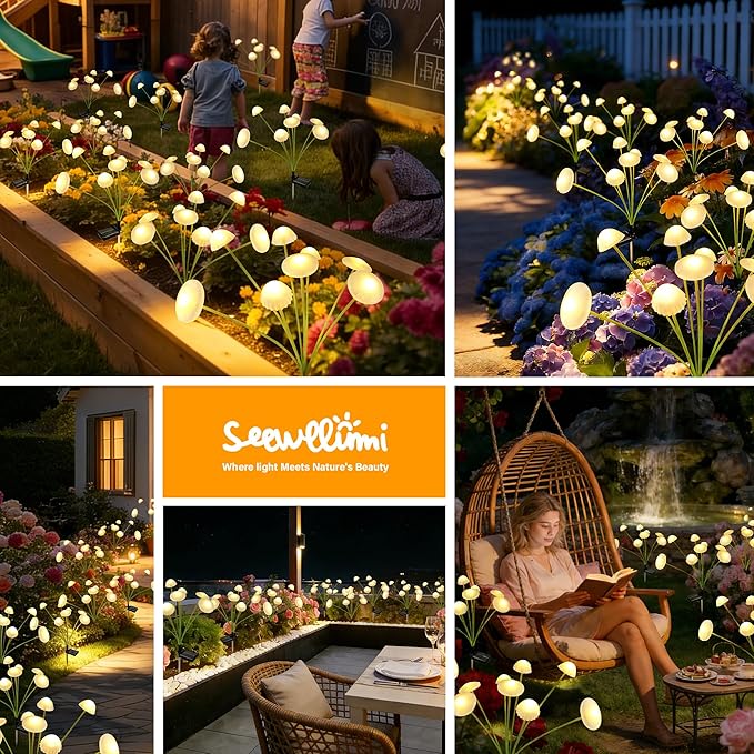 Solar Garden Lights Outdoor, Swaying Mushroom Lights Waterproof - Image 5