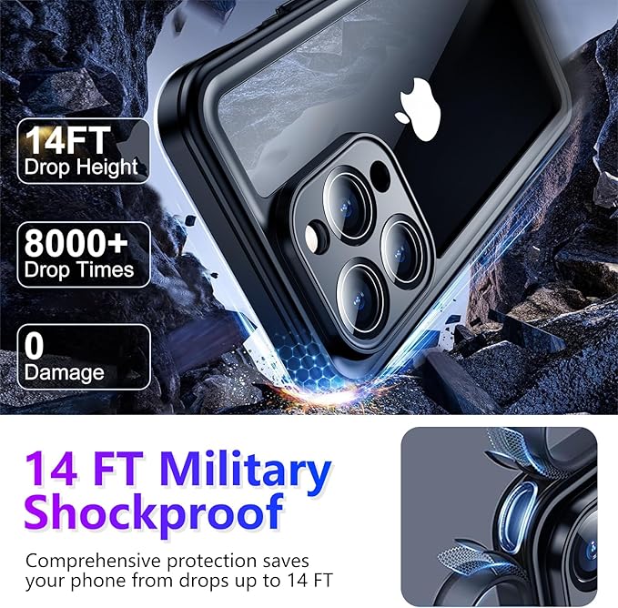 Temdan Compatible with iPhone 14 Pro Max Case Waterproof, Built-in Screen & - Image 3