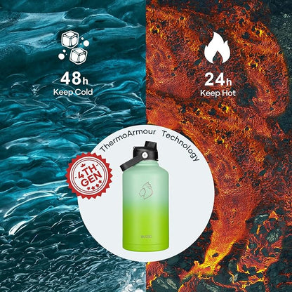 BUZIO 64oz Insulated Water Bottle, Triple Wall Stainless Steel Leakproof Half - Image 2