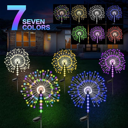 2 Pack 250LED Solar Garden Lights Outdoor, Dual Lighting Modes Firework Lights - Image 6