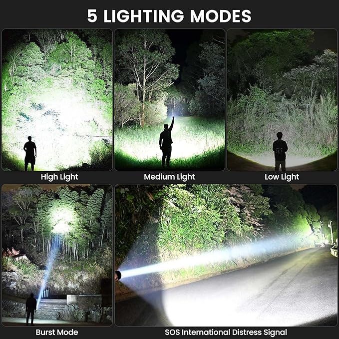 3 Pack Rechargeable Flashlights High Lumens, 000 Lumens Super Bright LED - Image 6