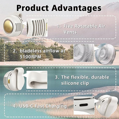 Portable Clip-On Fan, Mini USB Rechargeable 360° Rotatable Fan, 3-Speed Silent - Image 3