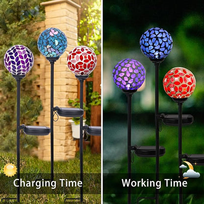 VCUTEKA Solar Garden Decorative Lights Outdoor, Mosaic Solar Light Waterproof - Image 3