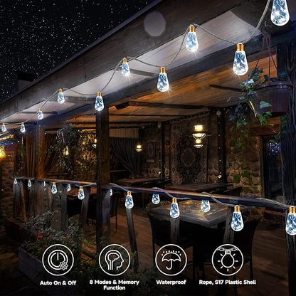 Solar Outdoor String Lights, 2 Pack 20Ft Vintage Rope Hemp Solar Patio Lights - Image 2