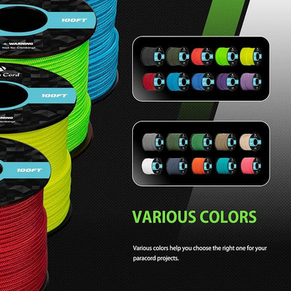 Abma Cord 2.4mm Paracord 275 100ft Nylon Rope 4 Strands Tactical Parachute Cord - Image 5