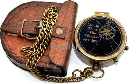 Vintage Brass Compass Not All Those Who Wander are Lost, Engraved Antique - Image 5