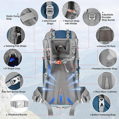IGOLUMON 60L Hiking Backpack Waterproof Camping Backpack - Image 6