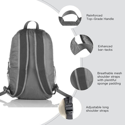 Outlander Packable Handy Lightweight Travel Hiking Backpack Daypack-Grey-L - Image 4