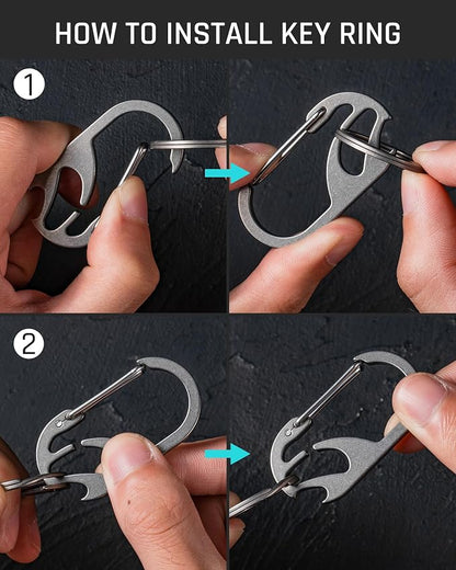 TISUR Titanium Carabiner Keychain Clip, Anti-Lost Key Ring Holder, Self-Locking - Image 3