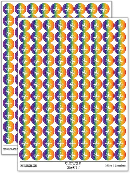Compass Rose Nautical Star Navigation Map 200+ Round Stickers by Sniggle+Sloth