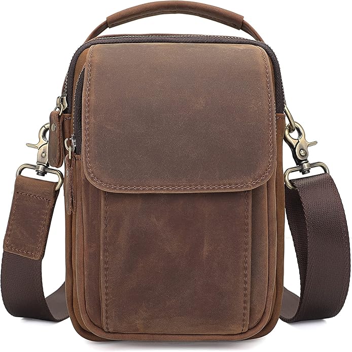 Augus Leather Small Messenger Bag by Augus