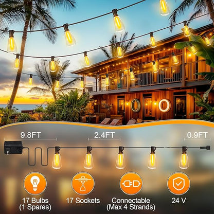 Outdoor String Led Patio Lights - 50Ft 15M Outside Waterproof Light - Image 7