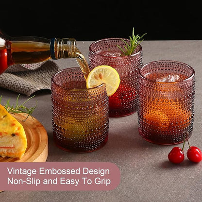 ZMOWIPDL Vintage Glassware Drinking Glasses Set of 6, 12 oz Hobnail Glass Cups - Image 7