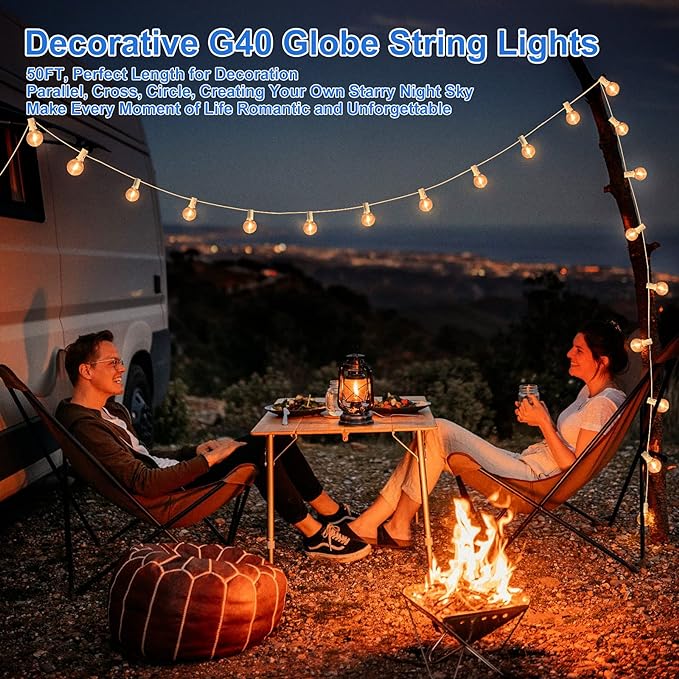 Bosceos Outdoor G40 LED Globe String Lights 25FT Dimmable Shatterproof - Image 4