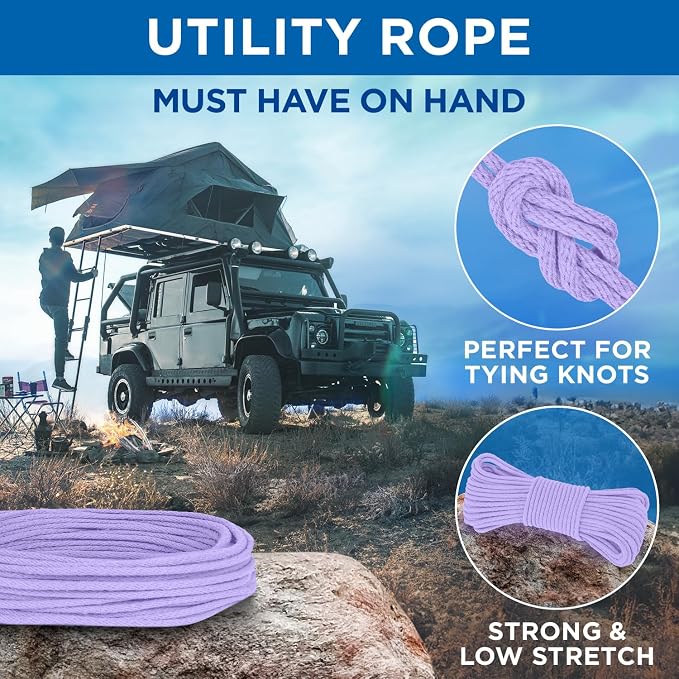 TECEUM Cotton Rope 3/16” – 50 FT – Strong All-Purpose Braided Rope – Natural - Image 6