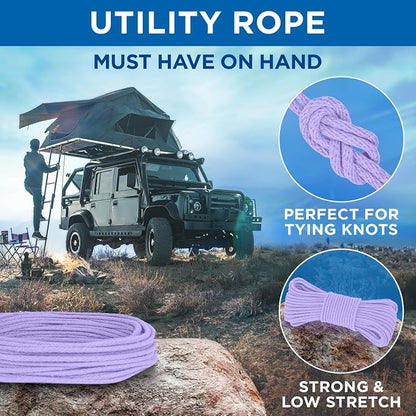 TECEUM Cotton Rope 3/16” – 100 FT – Strong All-Purpose Braided Rope – Natural - Image 2