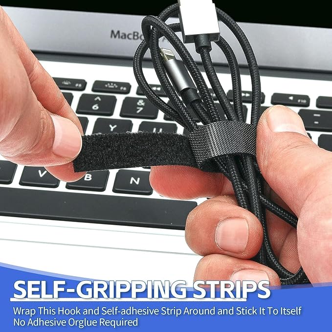 2In x 50Ft Reusable Cable Ties Hook and Loop Roll | Tie Down Straps, Nylon - Image 8