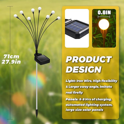 Solar Lights Outdoor-8Pack 64LEDs Solar Garden Firefly Lights Outside, Solar - Image 4
