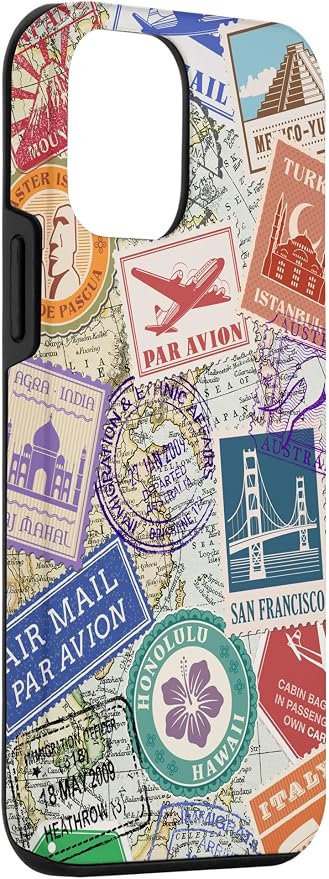 World Map Travel Passport Stamps Postage Stamp Case - Image 3