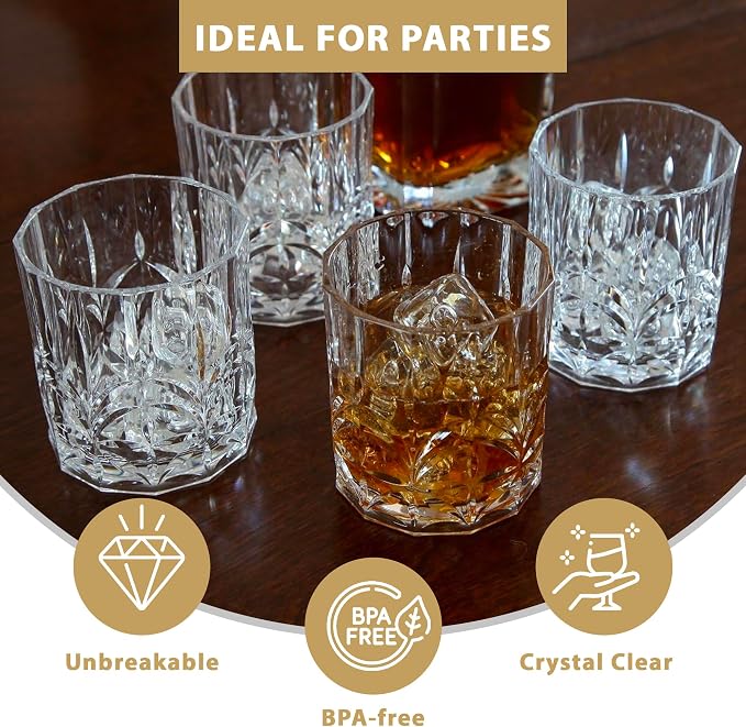 Lily's Home Unbreakable Acrylic Double Old Fashioned Whiskey Tumblers, Drinking - Image 2