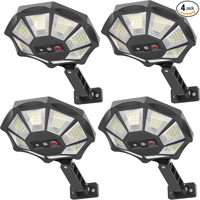 OKPRO Solar Lights Outdoor, 168LED 6500K Flood Light Dusk to Dawn, 8 Sides by OKPRO