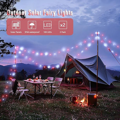 JMEXSUSS 2 Pack Red and White Solar Christmas Lights, Each 33FT 100 LED Solar - Image 2
